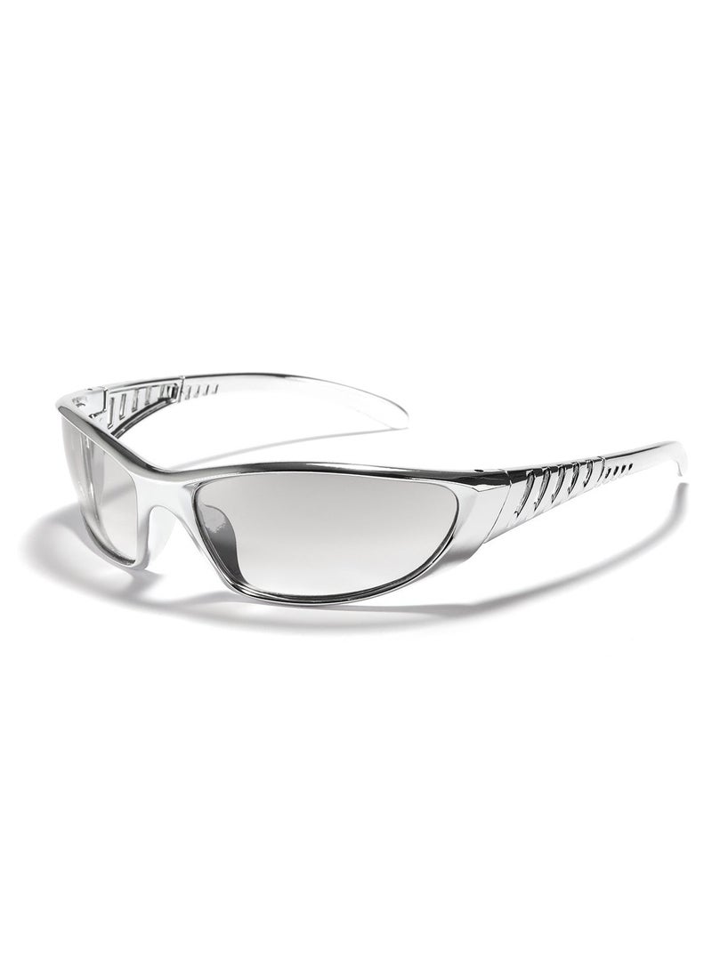 Y2K Silver Sunglasses Colorful Cut-Out Trendy Shades Mercury